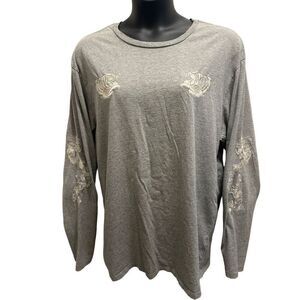 Pacsun Unisex  Gray Embroidered Dragon Long Sleeve Tee Size XL